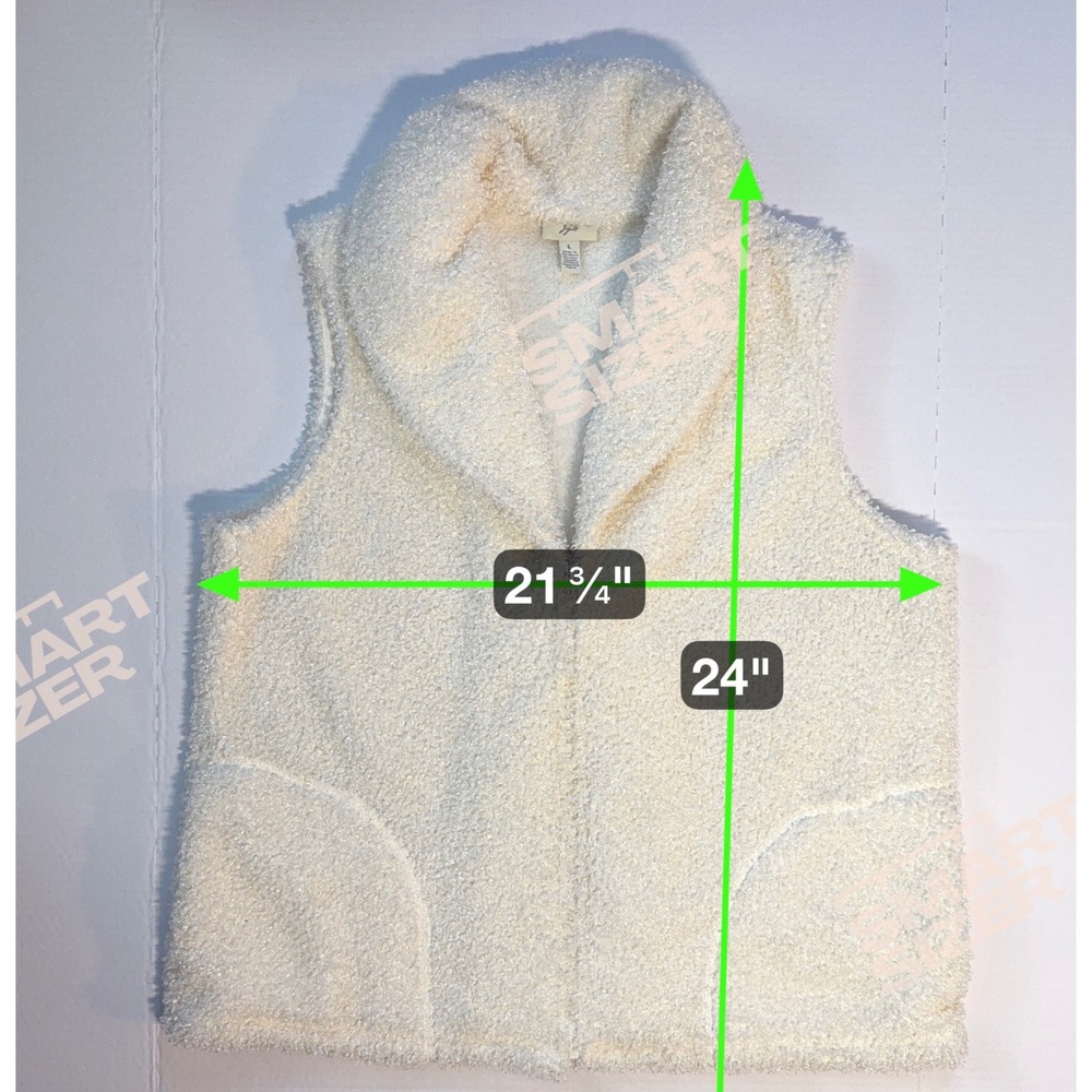 J Jill Cream Cozy Sherpa Like Fuzzy Shawl Collar Zip Up Vest‎ Women's Large EUC - Picture 6 of 6